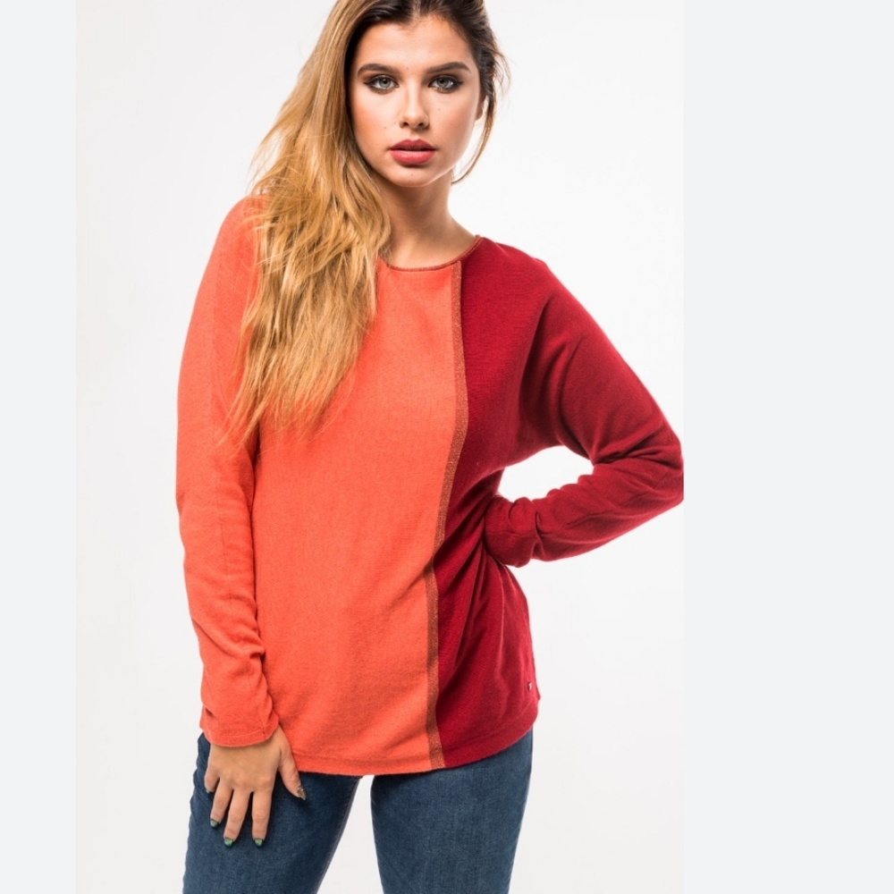 Olsen Wool blend Coral and Red Sweater /New
